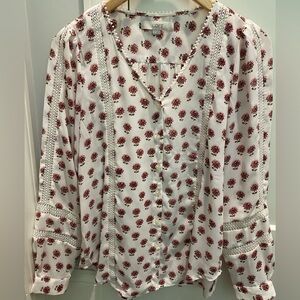 Loft floral long sleeve blouse size small